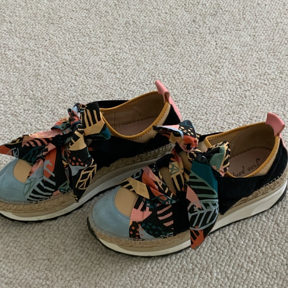 Free People Black Multicolor Espadrille Sneakers with Patterned Bow - Picture 6 of 7